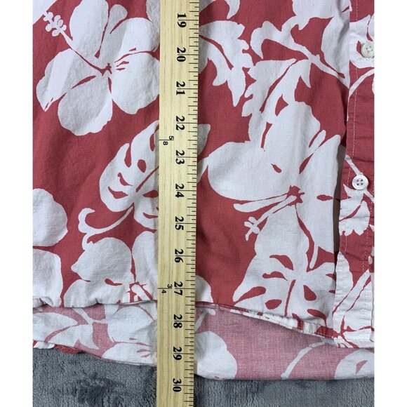 Aeropostale Men's XL Shirt Hawaiin Style Red White Floral Short Sleeve Button Up - Picture 5 of 5